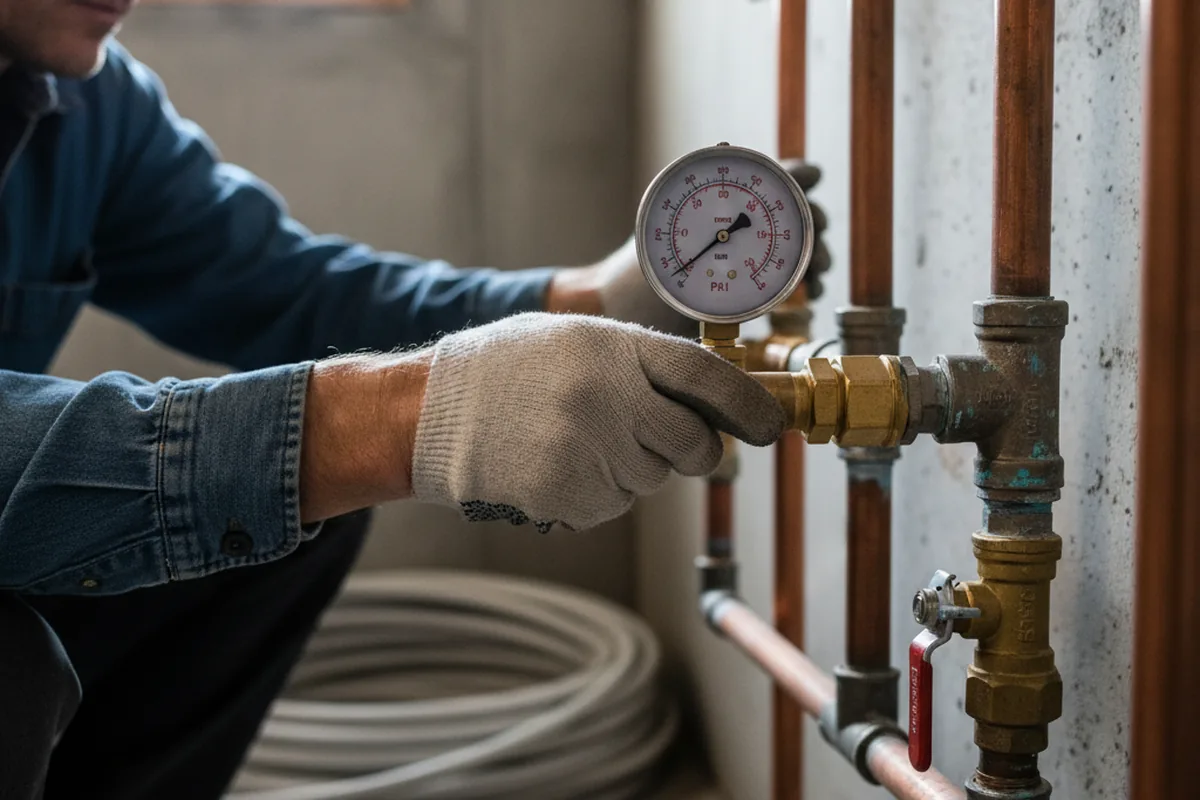 Pressure testing a repaired line during Water Line Repair in Fontana